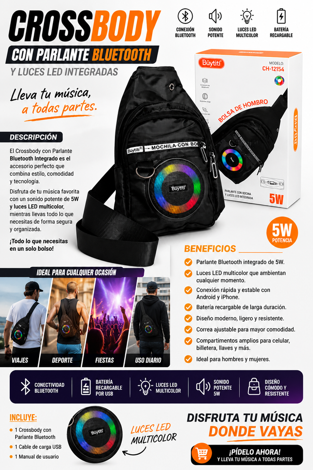 CROSSBODY CON PARLANTE BLUETOOTH