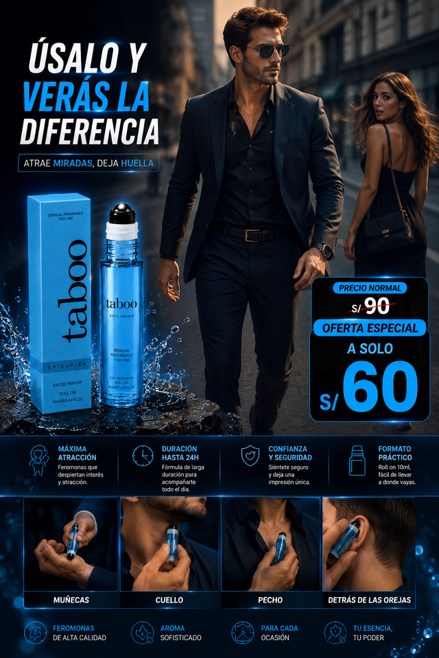 PERFUME CON FEROMONAS PARA HOMBRE TABOO 10ML
