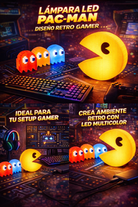LÁMPARA LED PAC-MAN RETRO GAMER – DECORACIÓN