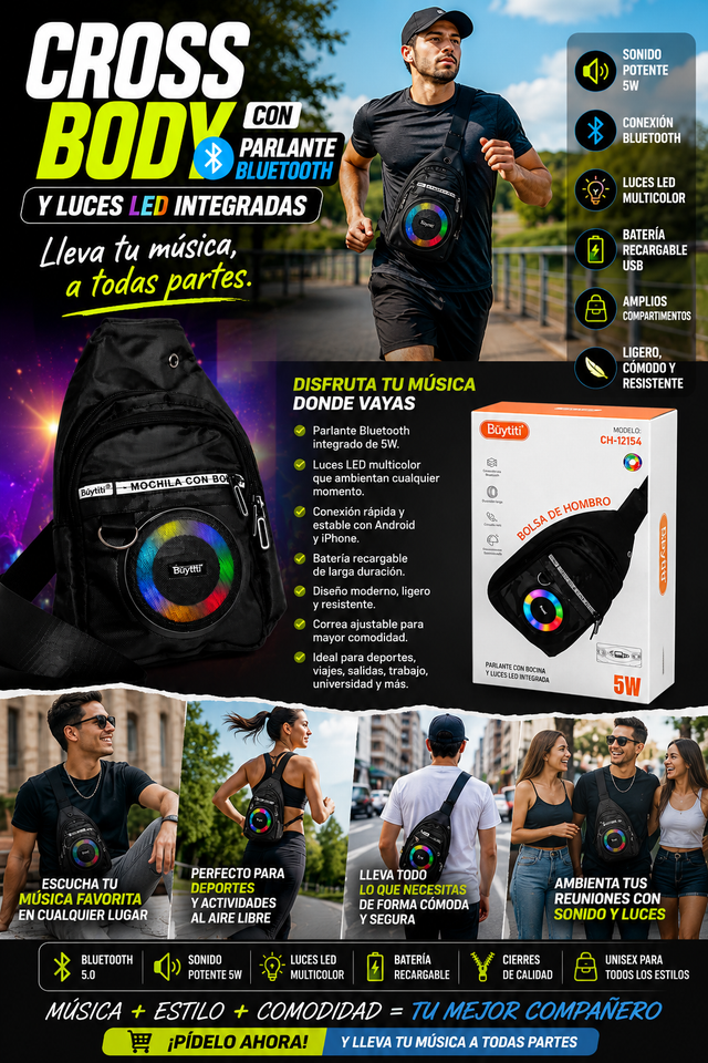 CROSSBODY CON PARLANTE BLUETOOTH