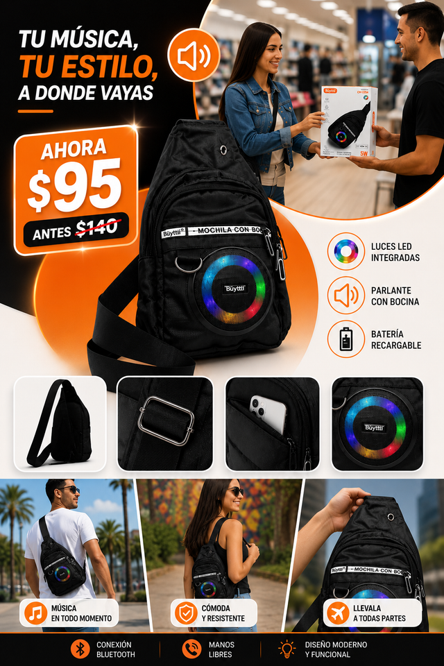CROSSBODY CON PARLANTE BLUETOOTH